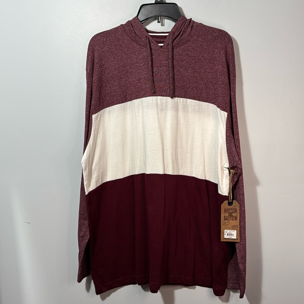 Hudson and‎ Barrow Shirt Burgundy & White Hooded in Size 2X  NWT